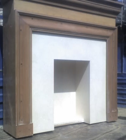 Stone Plus India Fireplace Façade in white Marble and Wood