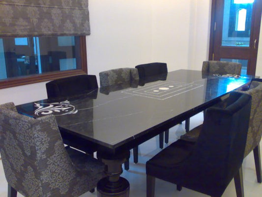 Stone Plus India Black Marble Mother of Pearl Inlay Table top Dinning