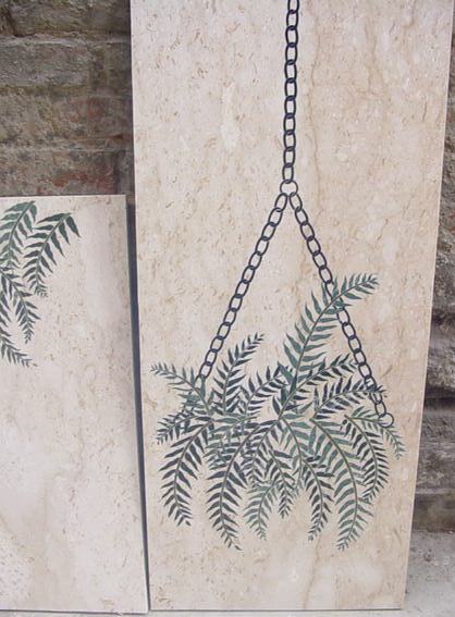 Stone Plus India Marble Inlay Wall Mural Fern Basket
