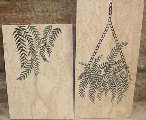 Stone Plus India Marble Inlay Wall Mural Fern Basket