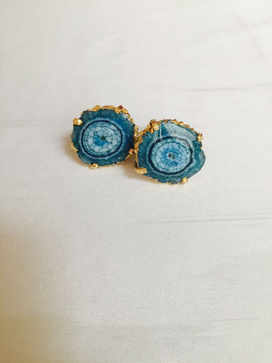 Opulent Homes Agate Earrings Blue