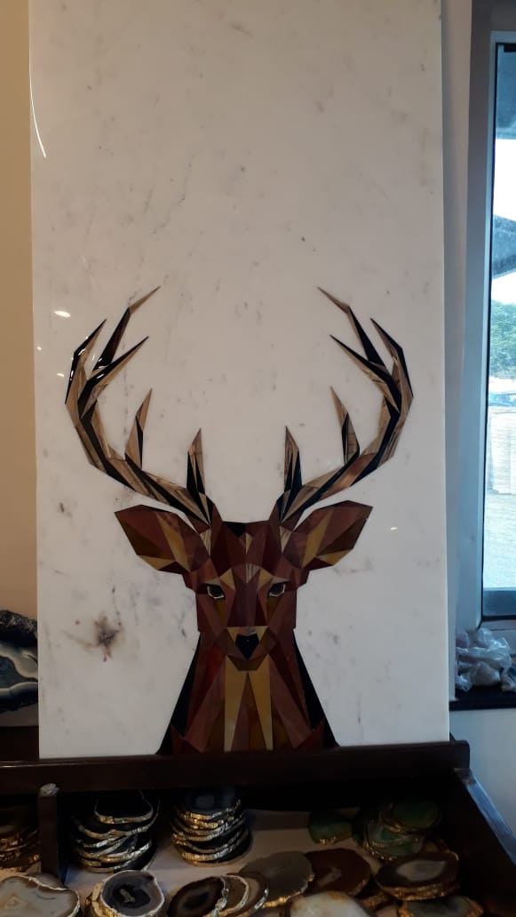 Stone Plus India Marble Inlay Wall Mural Reindeer