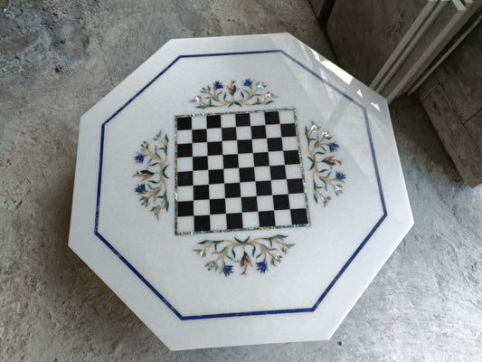 Stone Plus India Marble Inlay Chess Table