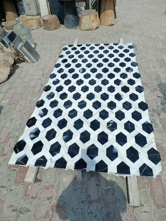 Stone Plus india White and Black Marble Weave Pattern