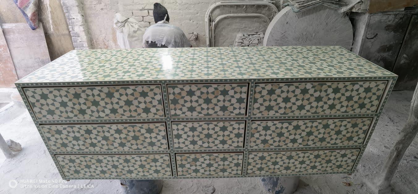 Stone Plus India Green and White Resin Cabinet