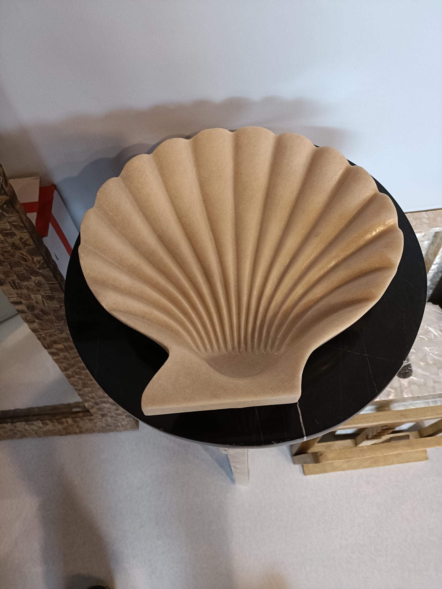 Opulent Homes Pink Marble Platter Shell Shape