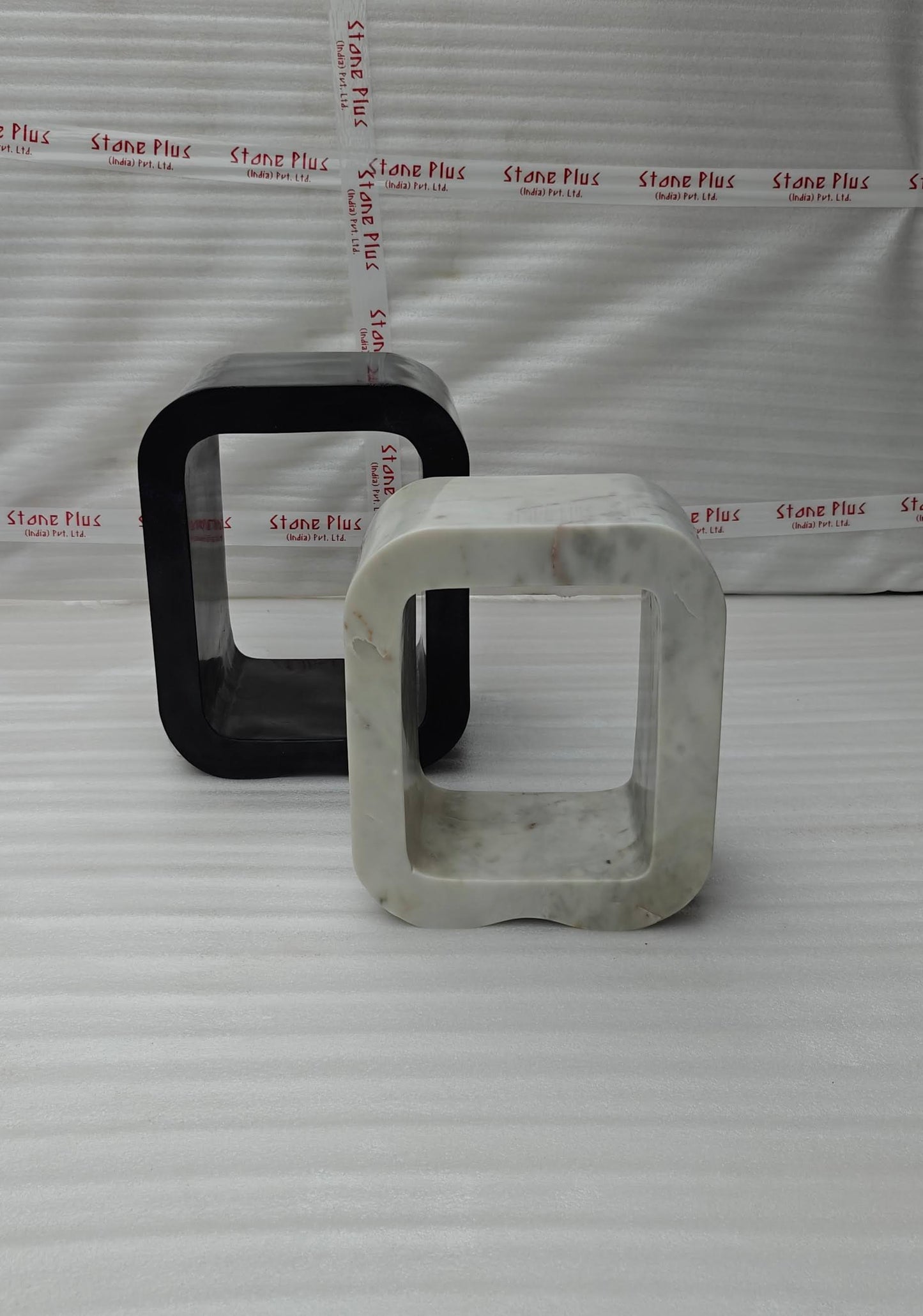 Stone Plus India White and Black Marble Side Tables