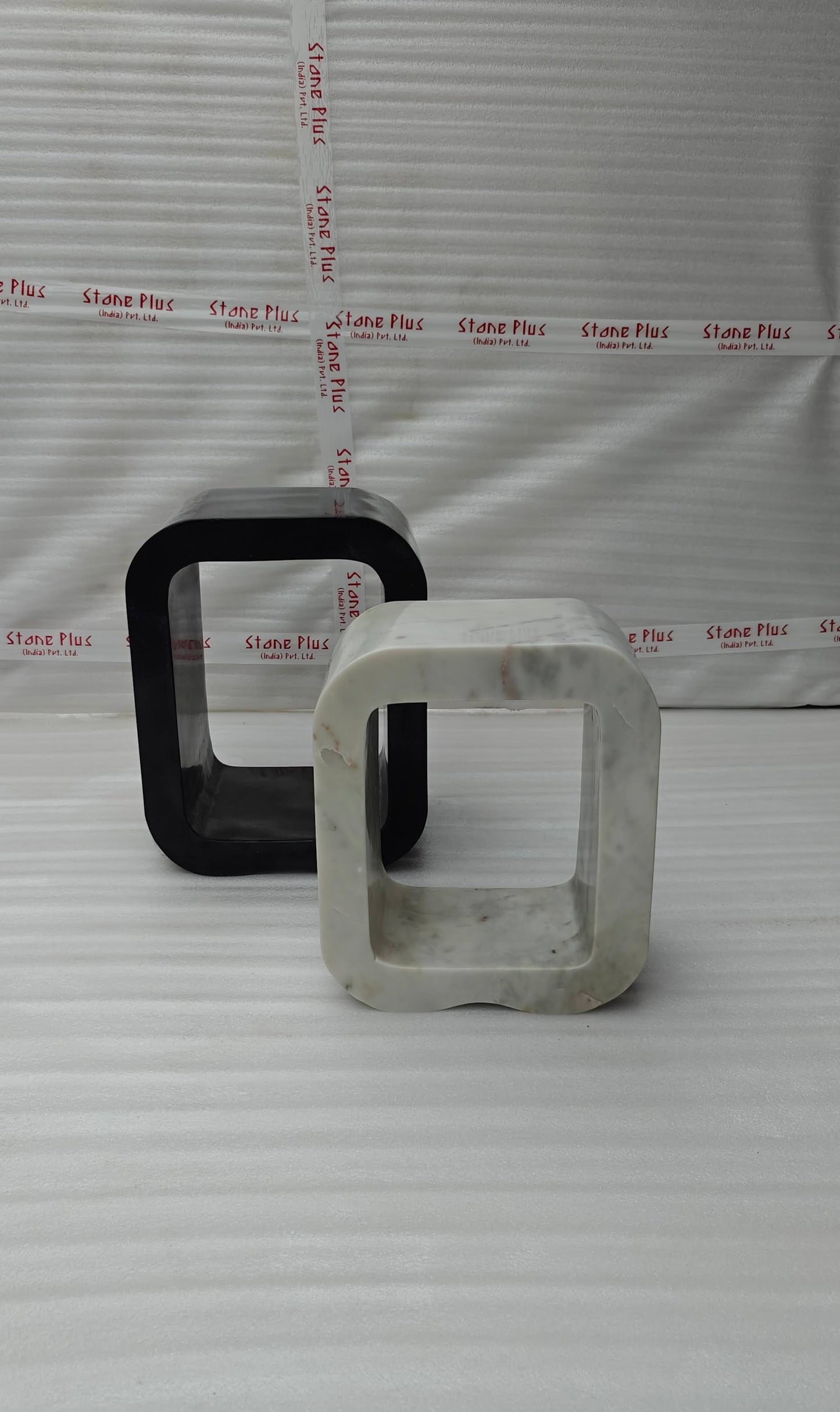 Stone Plus India White and Black Marble Side Tables