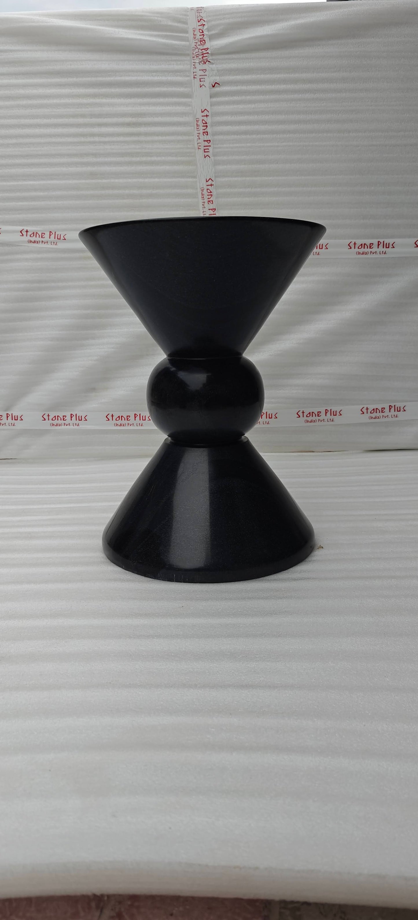 Stone Plus India Black Marble Hour Glass Stool
