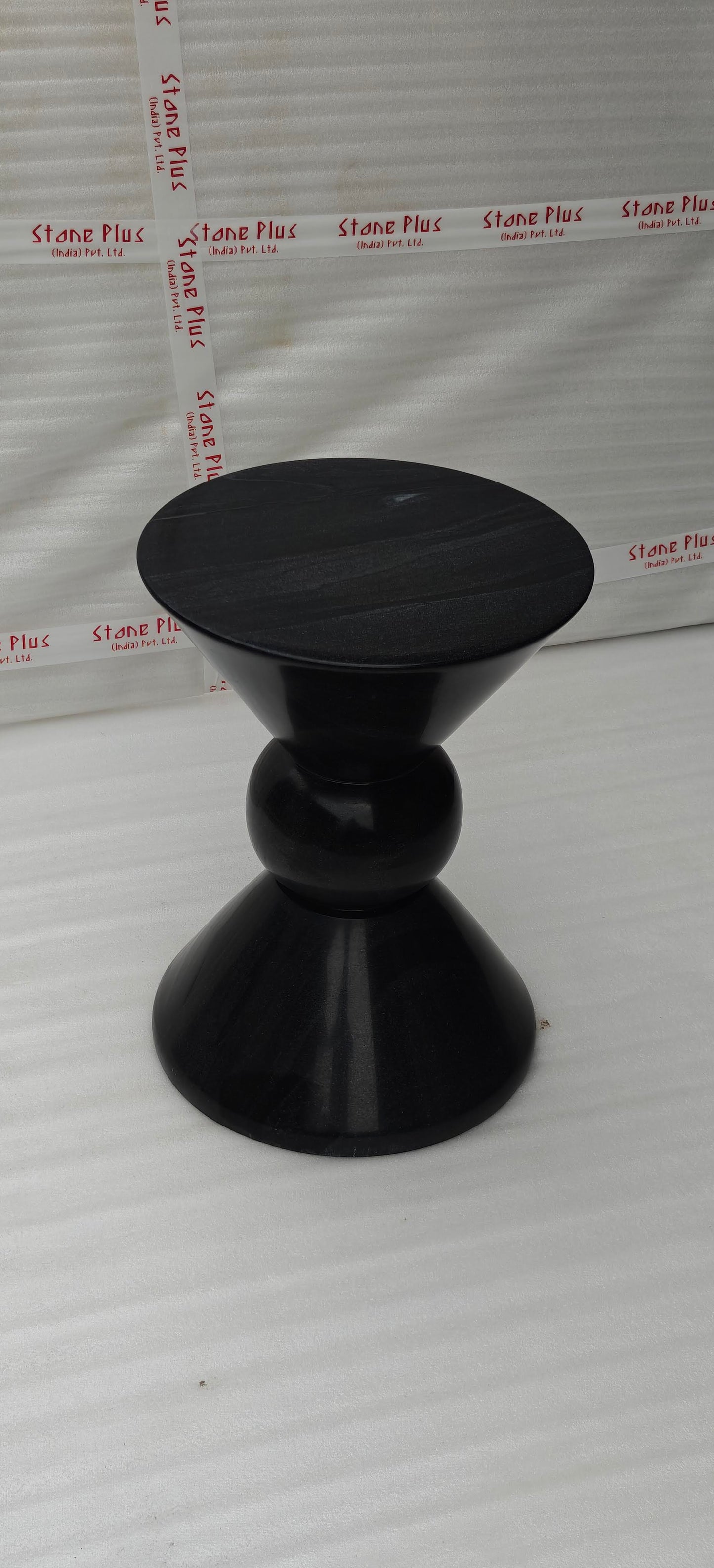 Stone Plus India Black Marble Hour Glass Stool