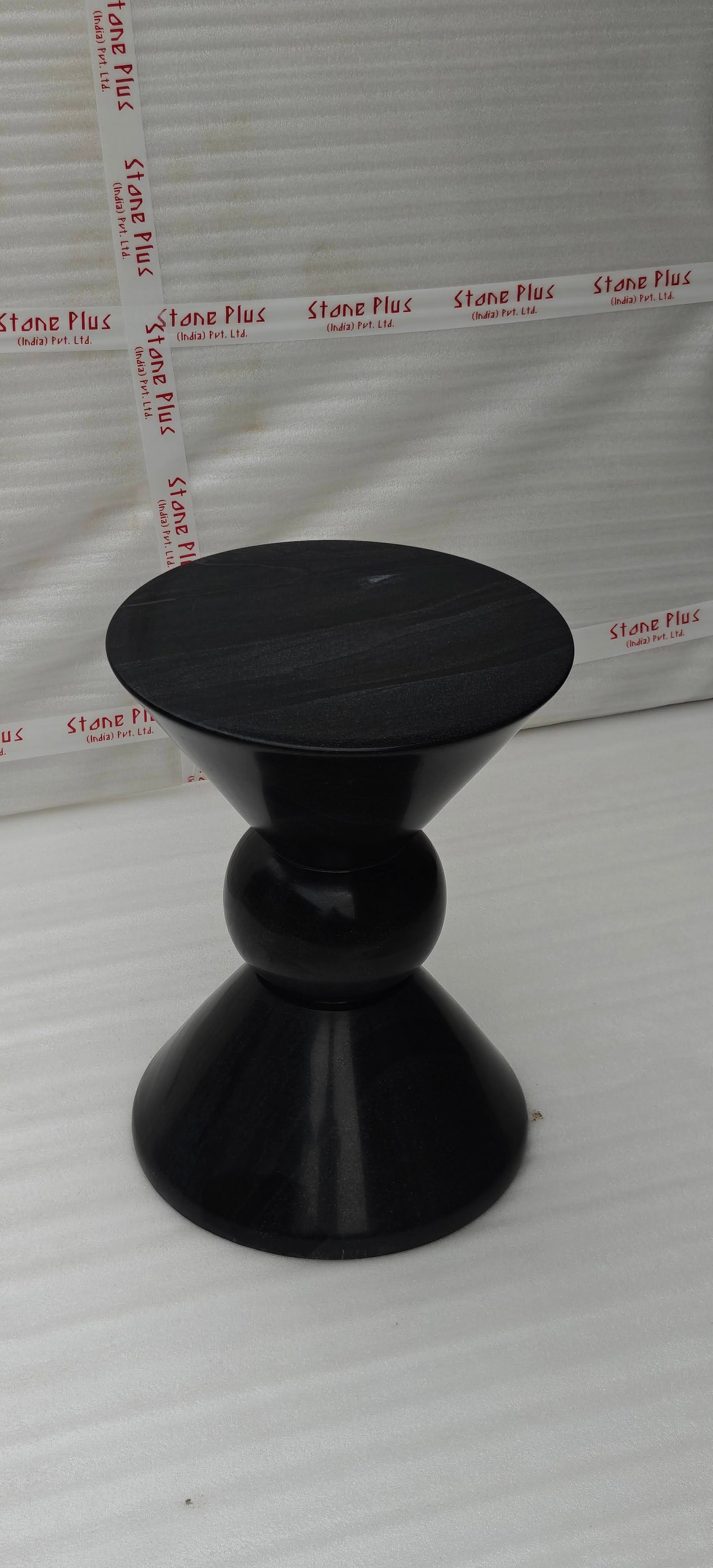 Stone Plus India Black Marble Hour Glass Stool