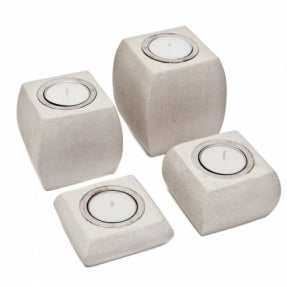 Opulent Homes Stone Tealight set of 4 natural colour