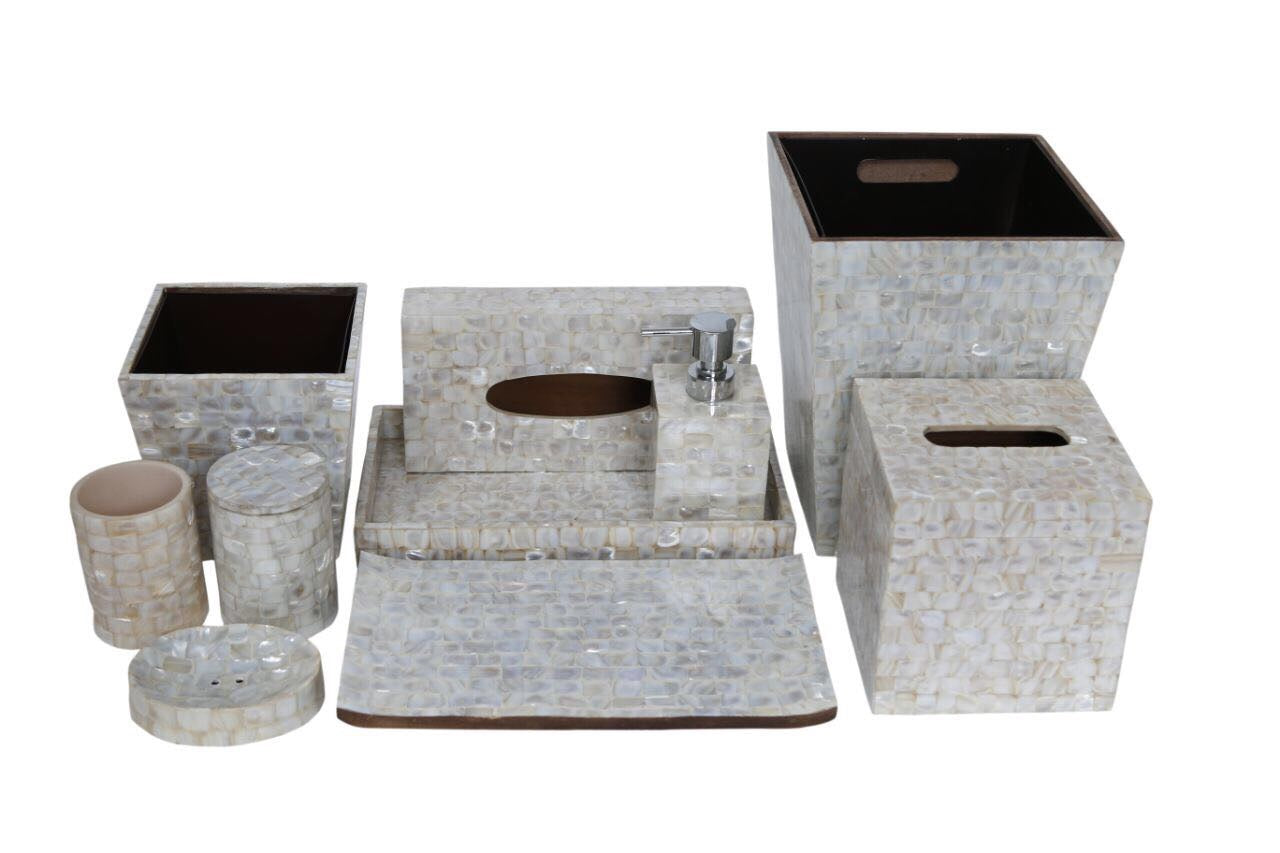 Opulent Homes White Mother Of Pearl Bath Set