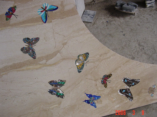 Stone Plus India Marble Inlay Wall Mural Butterflies