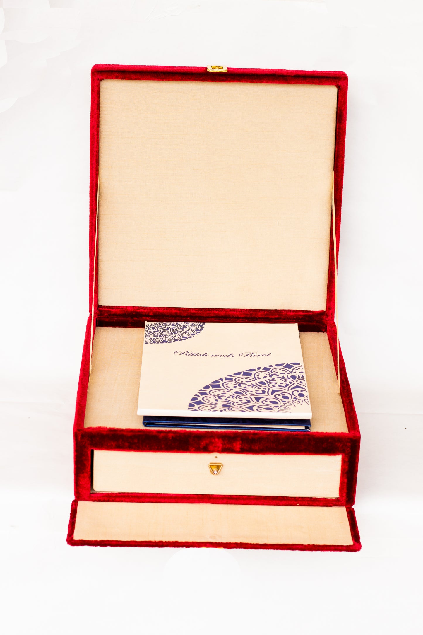 Opulent Homes Red Zardosi Wedding Card Multipurpose Box