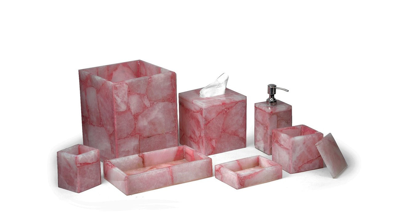 Opulent Homes Rose Quartz Bath Set set of 7 pieces