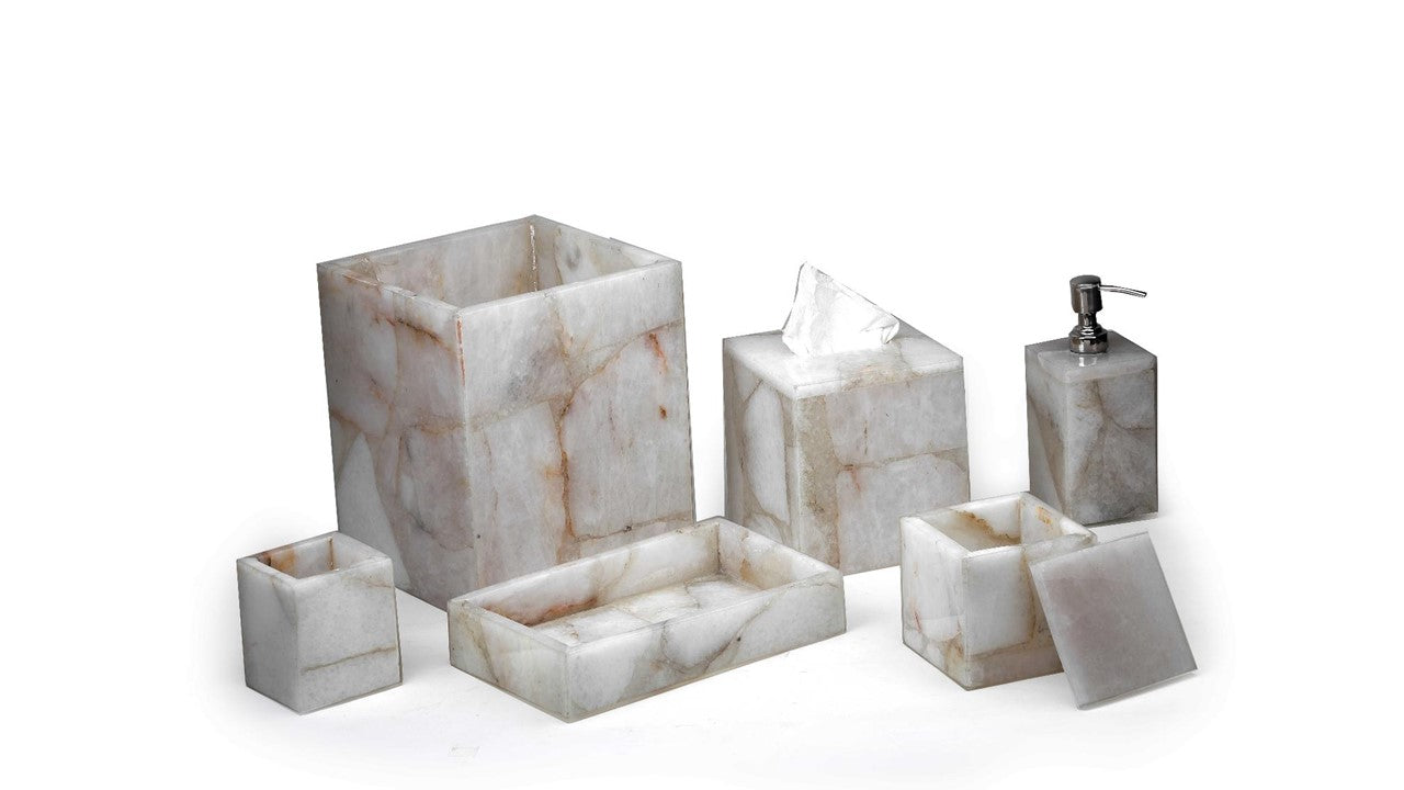 Opulent Homes White Quartz Bath Set of 7 pieces