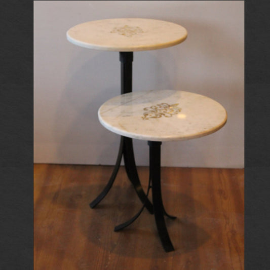 Stone Plus India Mother of Pearl Inlay Nesting Table set of 2