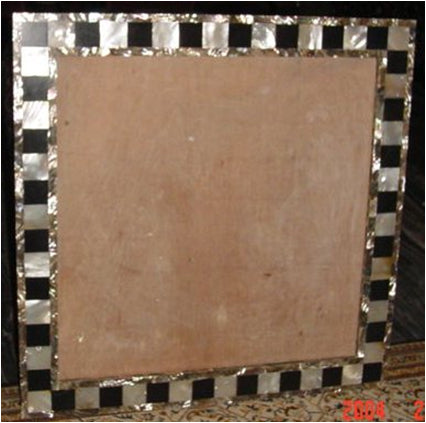 Stone Plus India White and Black Mother of Pearl Mirror Frame