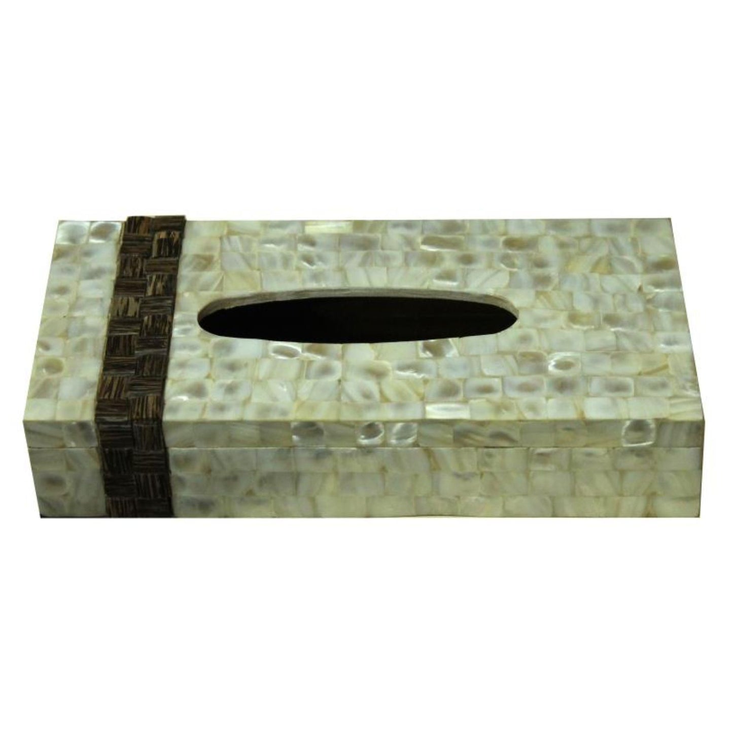 Opulent Homes White Mother of Pearl and Taadi Tissue Box 1052