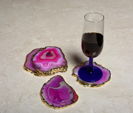Opulent Homes Pink Agate Coasters set of 4
