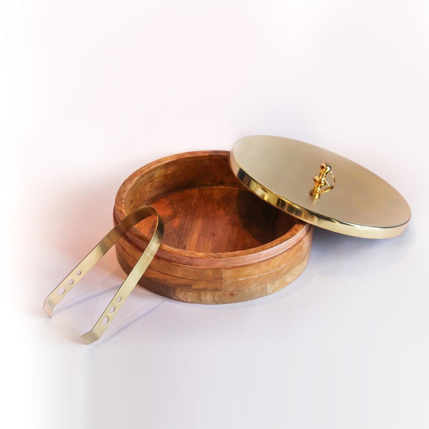 Opulent Homes Wooden chapati box with tongs