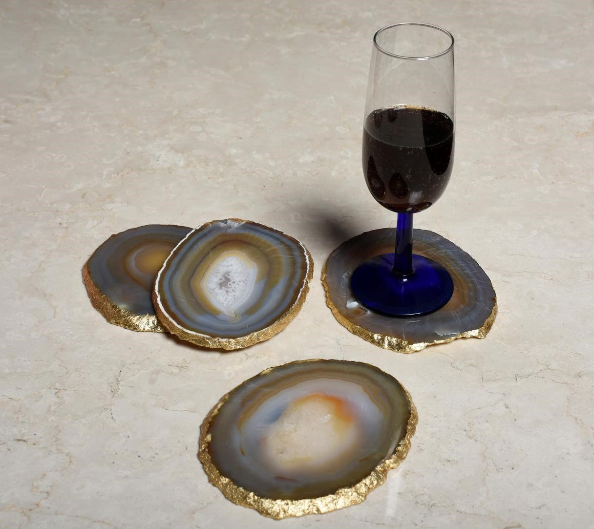 Opulent Homes Grey Agate Coasters set of 4