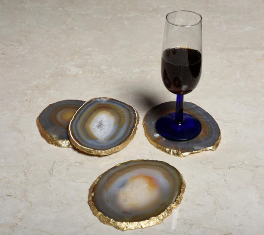 Opulent Homes Grey Agate Coasters set of 4