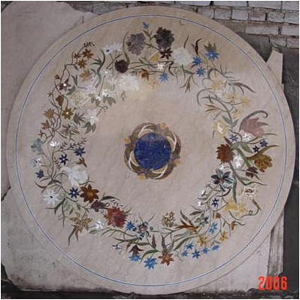 Stone Plus India Marble Inlay Wine Leaves Design Tabletop