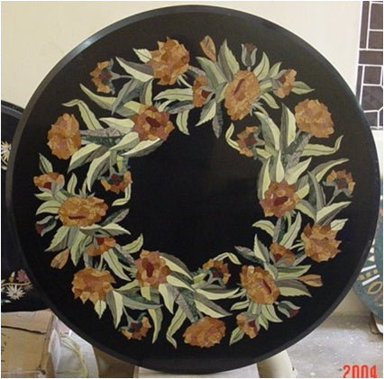 Stone Plus India Marble Inlay Flower Design Tabletop