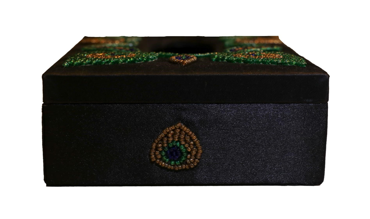 Opulent Homes Tissue box embroidered I