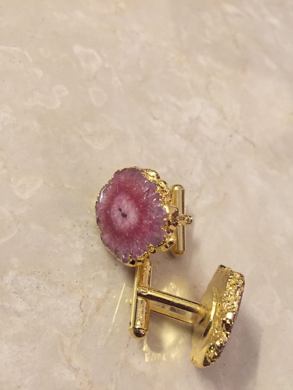Opulent Homes Agate Cufflinks for Men Pink