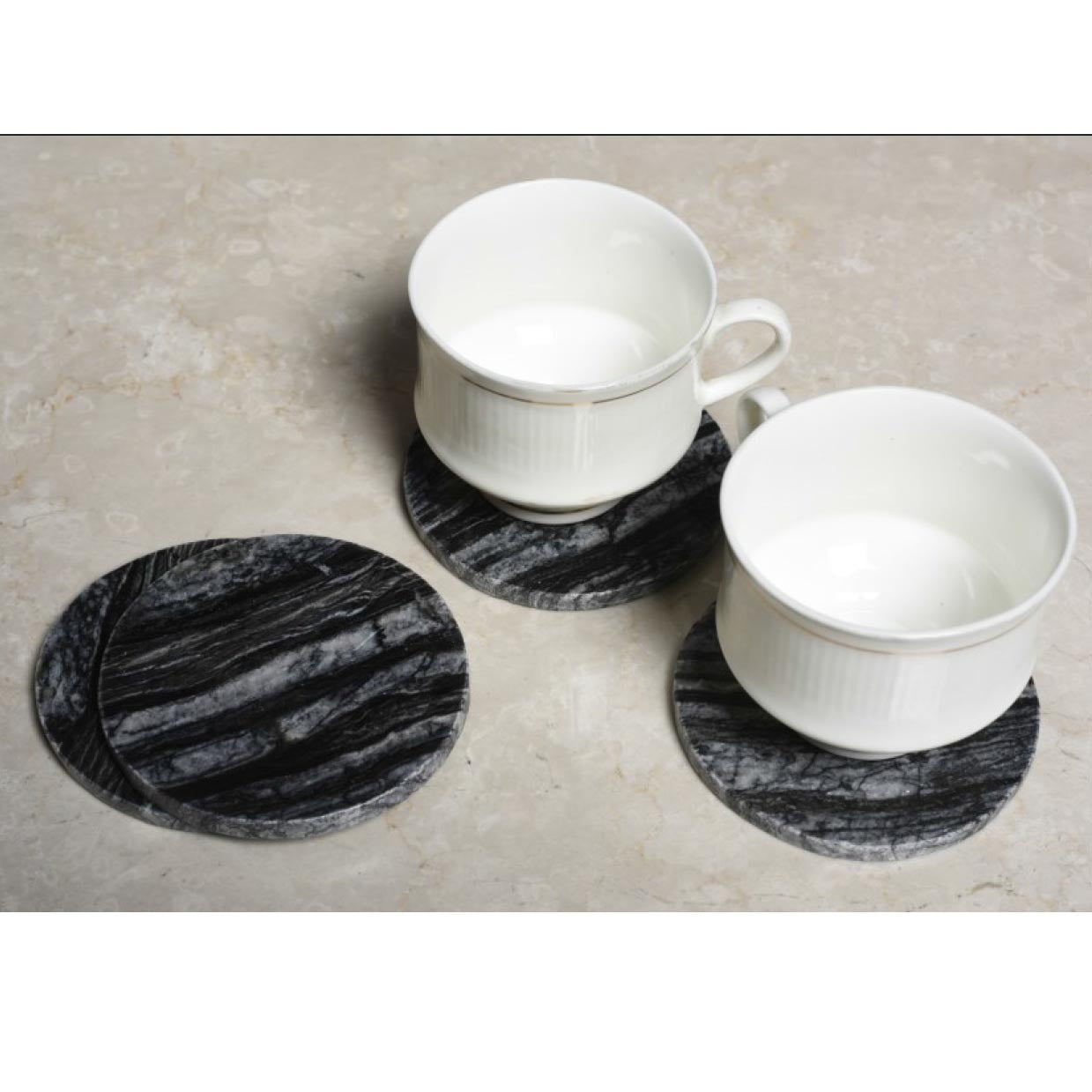 Opulent Homes Black Marble Coasters set of 4