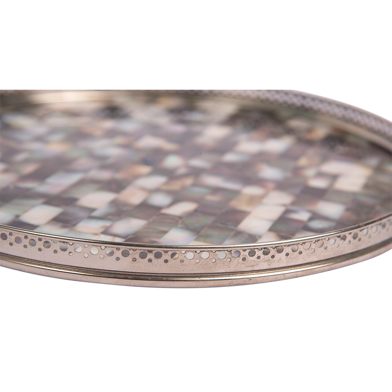 Opulent Homes Black Mother Of Pearl Tray with metal frame 11