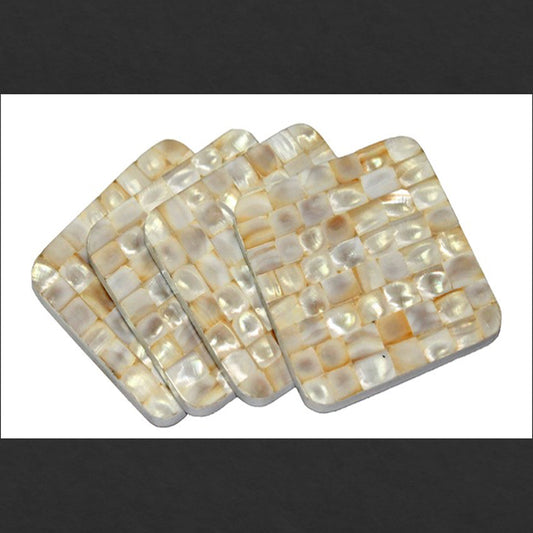 Opulent Homes White mother of Pearl Coasters set of 4