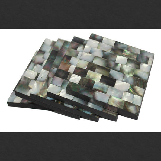 Opulent Homes Black Mother of Pearl Coasters set of 4