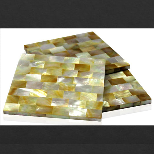 Opulent Homes Yellow Mother of Pearl Coasters set of 4