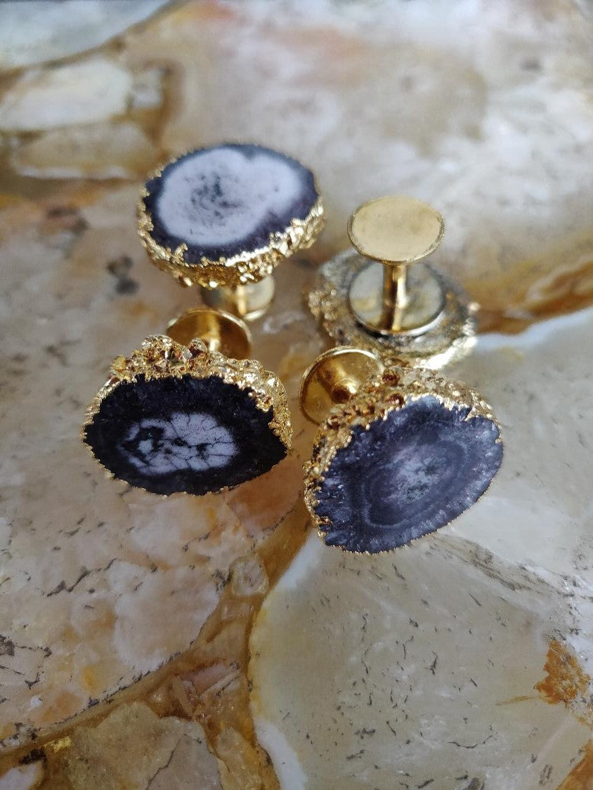 Opulent Homes Agate Kurta Buttons for Men Set of 4 Black