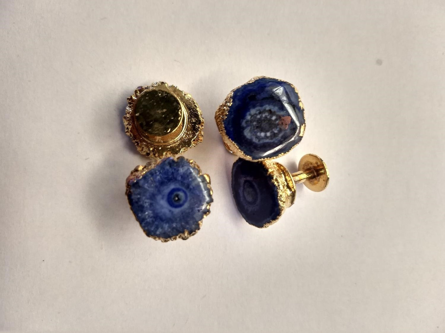 Opulent Homes Agate Kurta Buttons For Men set of 4 blue