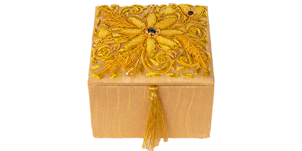 Opulent Homes Embroidered Box Square/ Gift Box