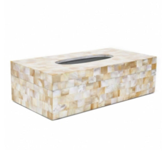 Opulent Homes Yellow Mother of Pearl Tissue box 1053