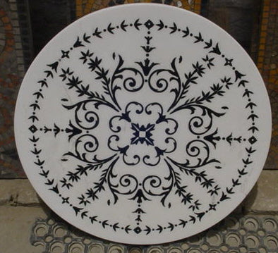 Stone Plus India Marble Inlay White Marble Round Floor Medallion