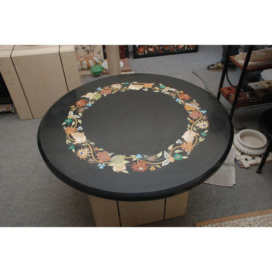 Stone Plus India Black Marble Inlay TableTop Duck design