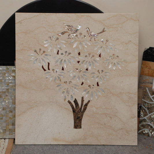 Stone Plus India Tree of Life Wall Mural in Mother of Pearl