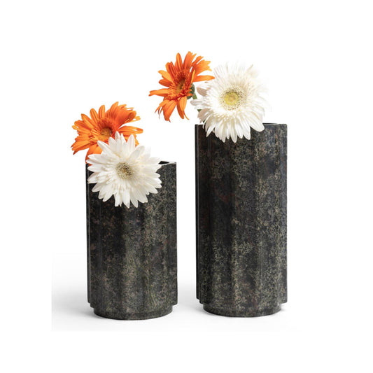 Stone Plus India Green Bidasar Marble Fluted Flower Vase