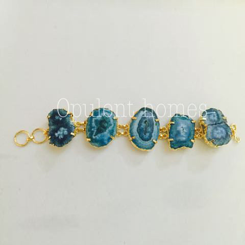 Opulent Homes Agate Bracelet Sea Blue