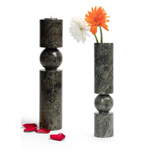 Stone Plus India Green Bidasar Marble Flower Vase / Candle Holder