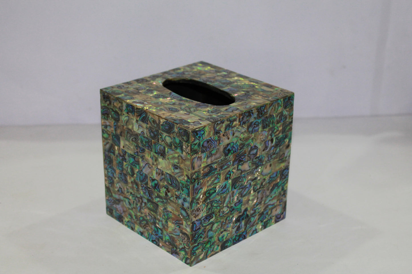 Opulent Homes Green Mother of Pearl Tissue Box 666