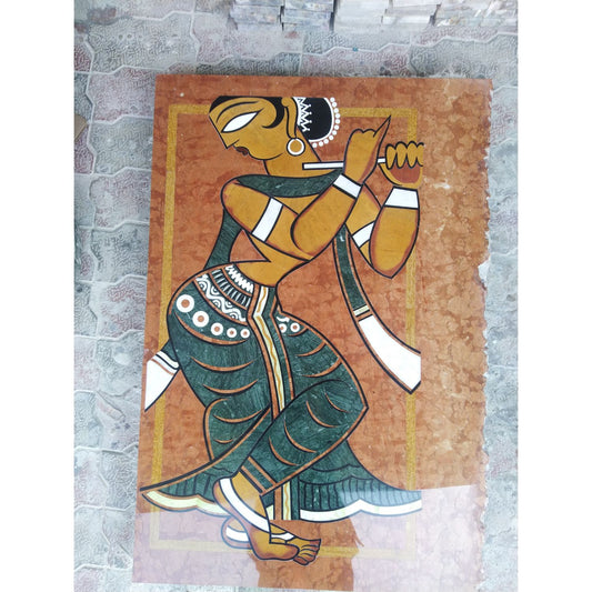 Stone Plus India Marble Inlay Wall mural/ Jamini Roy Art Work / Gopini Dancing
