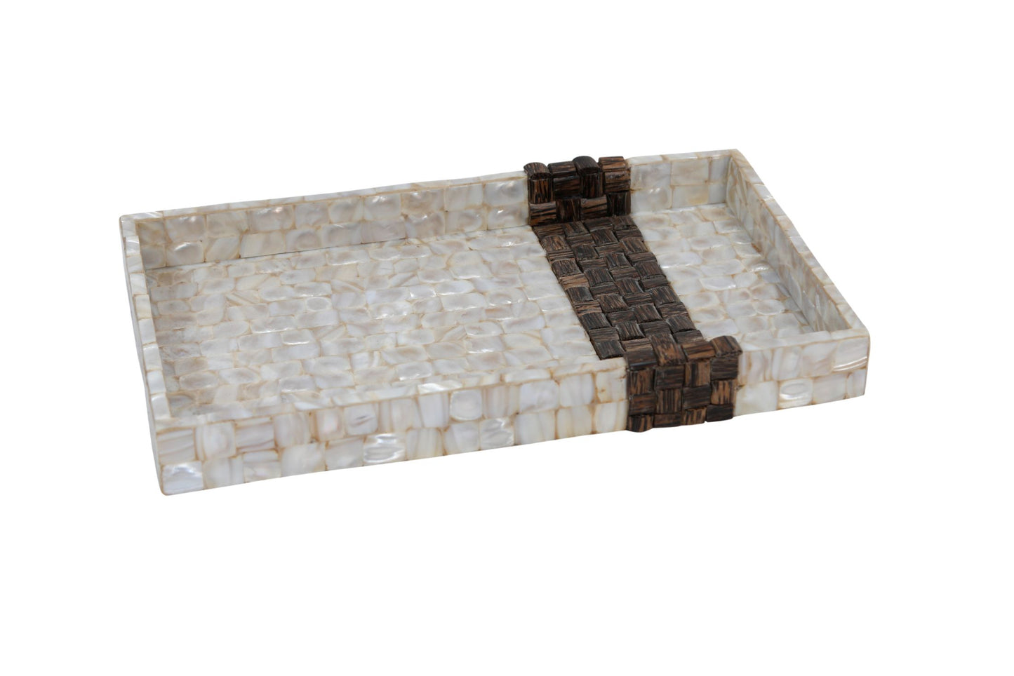Opulent Homes White Mother of Pearl Taadiwood Tray S127